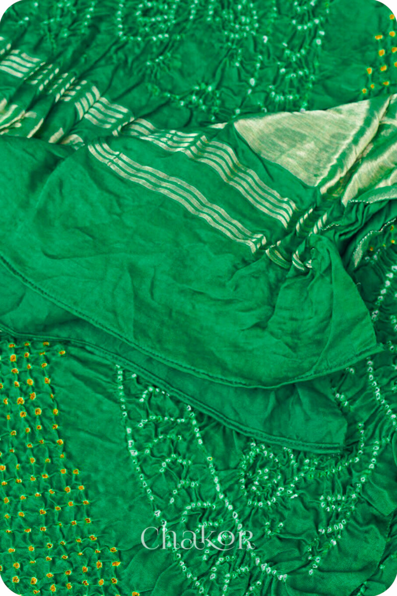 Green Bandhani Gaji Silk Dupatta