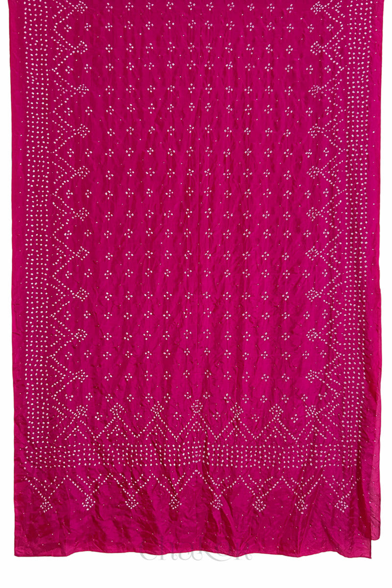 Pink Bandhani Mulberry Silk Saree