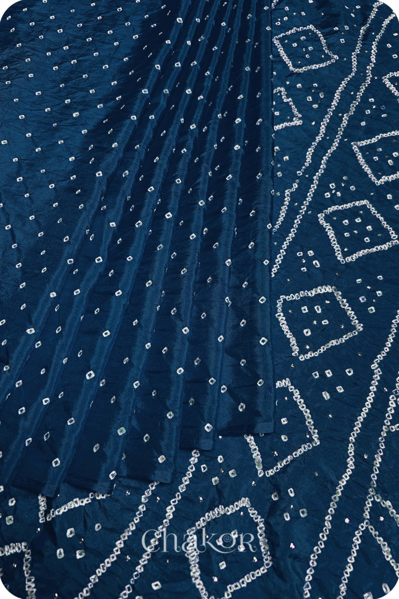 Indigo Bandhani Mulberry Silk Saree