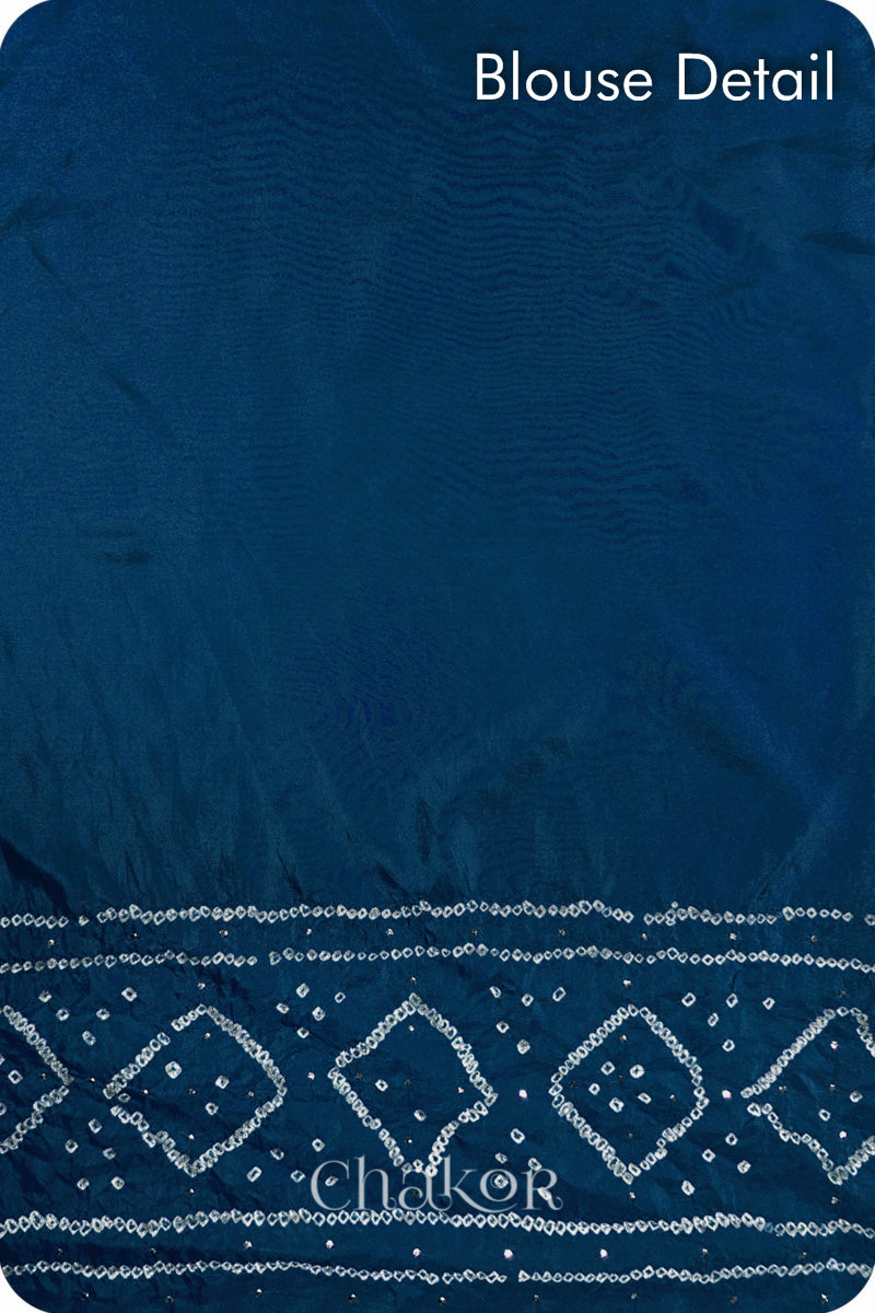 Indigo Bandhani Mulberry Silk Saree