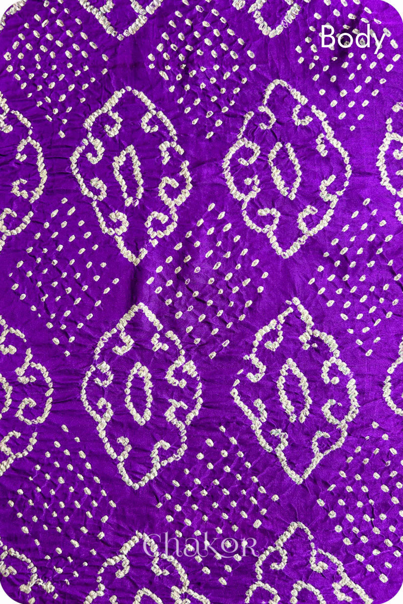 Purple Indigo Bandhani Ajrakh Silk Saree