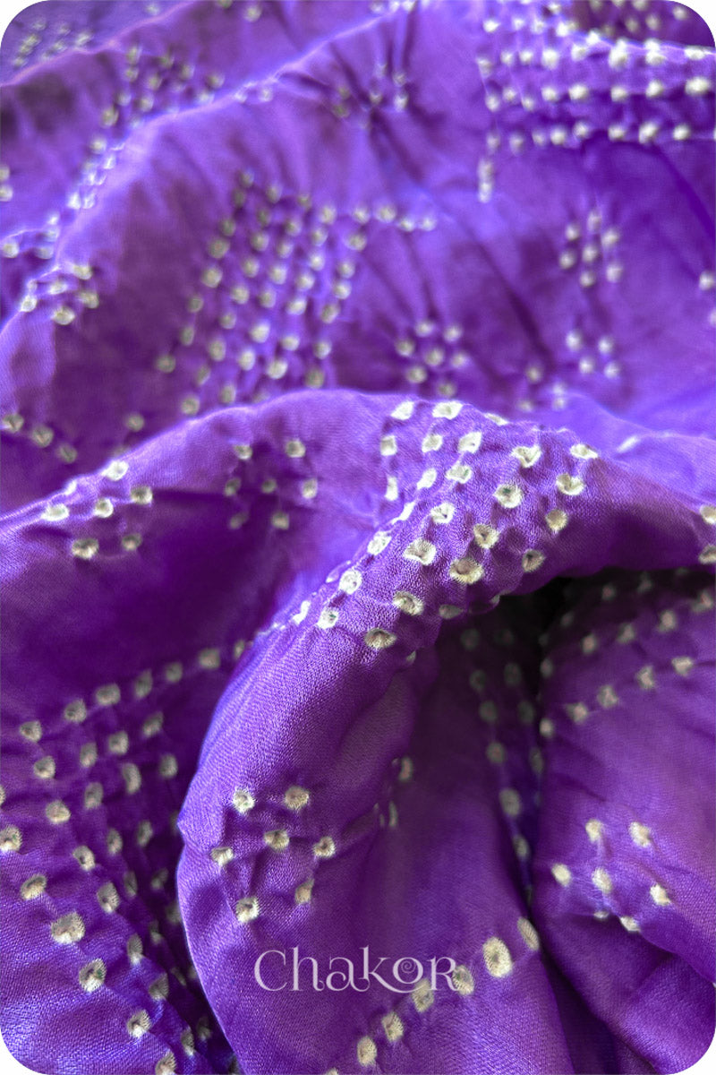 Chakor Mauve  Traditional Bandhani Gaji Silk Saree.