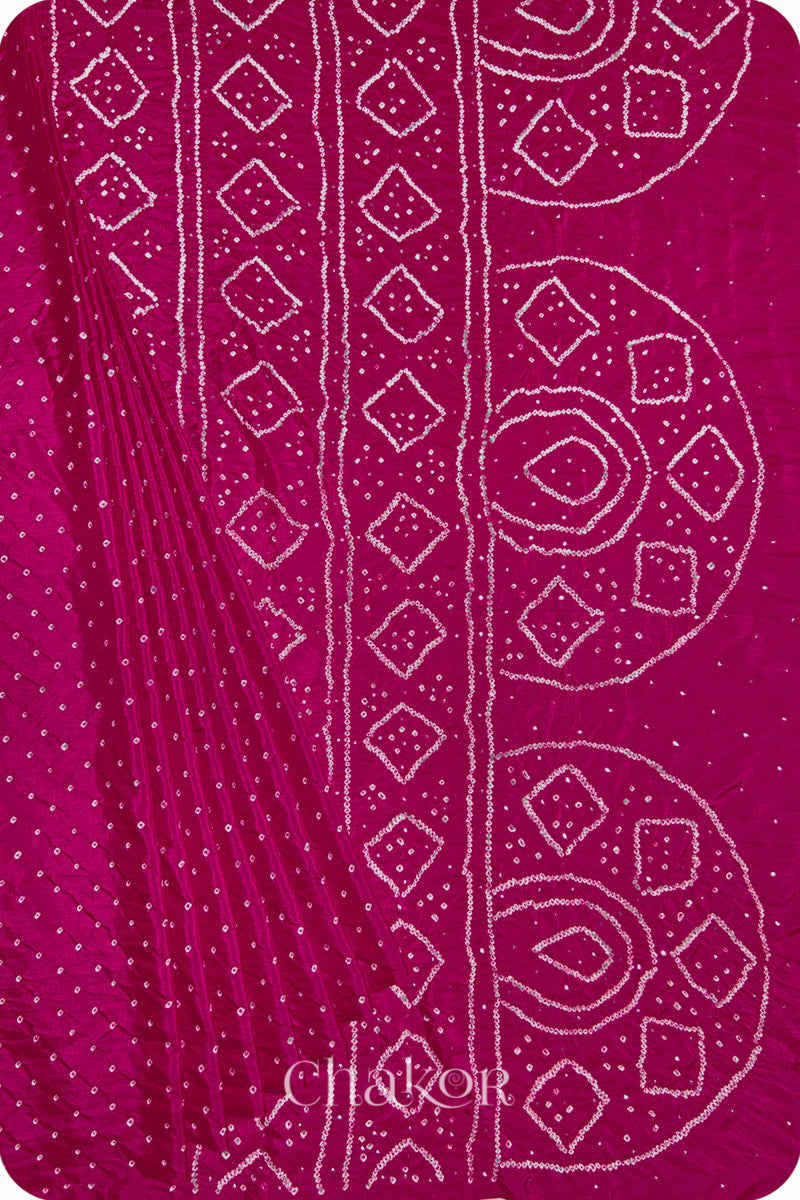 Pink Bandhani Mulberry Silk Saree