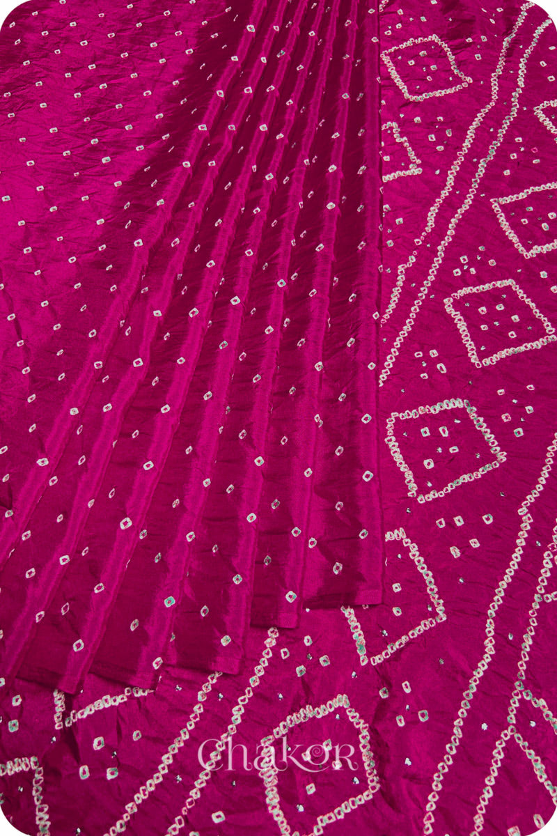 Pink Bandhani Mulberry Silk Saree