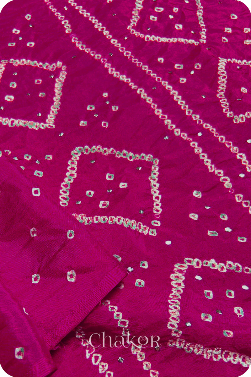 Pink Bandhani Mulberry Silk Saree