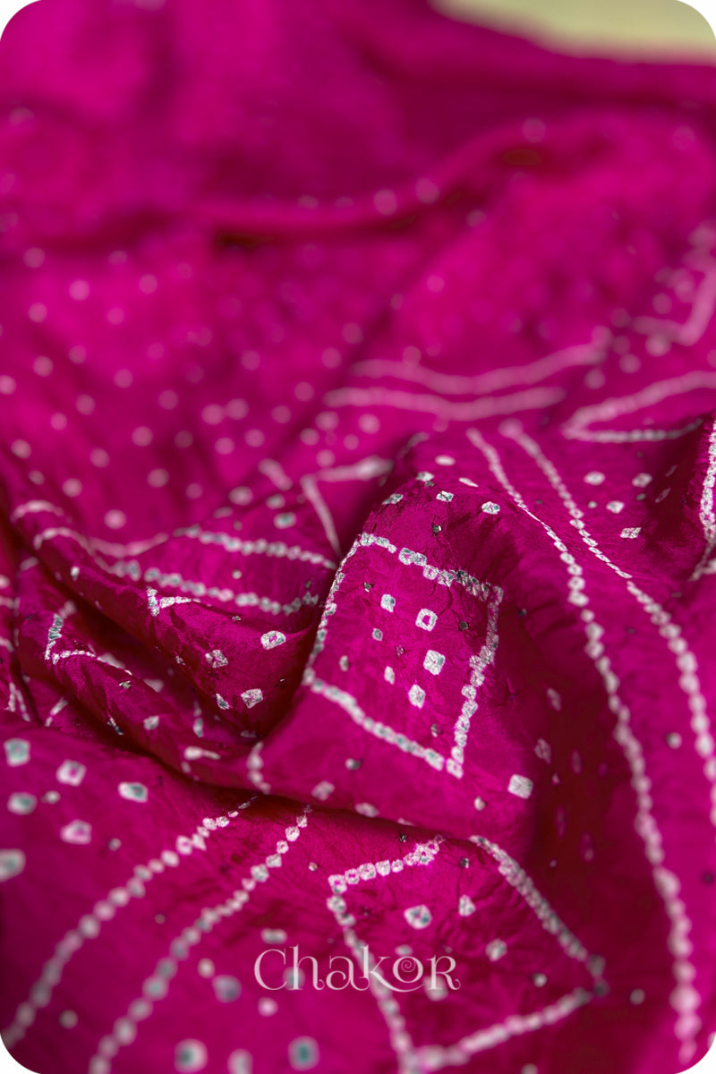 Pink Bandhani Mulberry Silk Saree