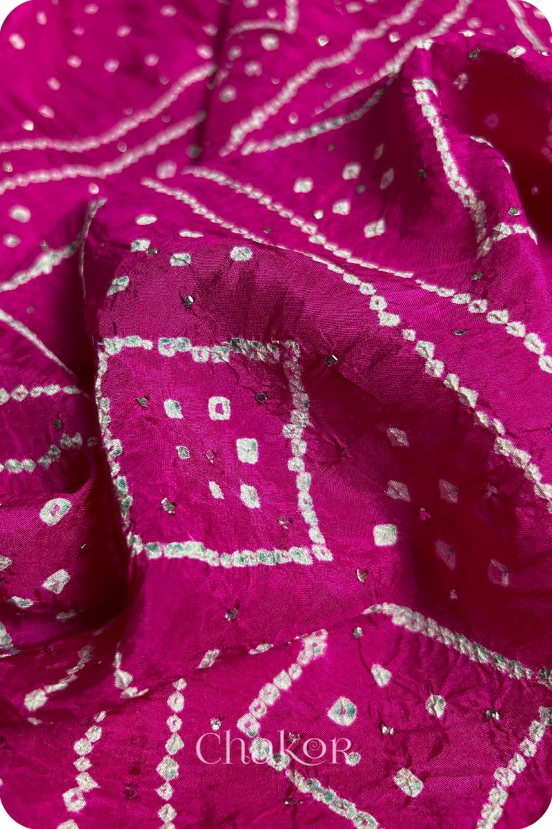 Pink Bandhani Mulberry Silk Saree