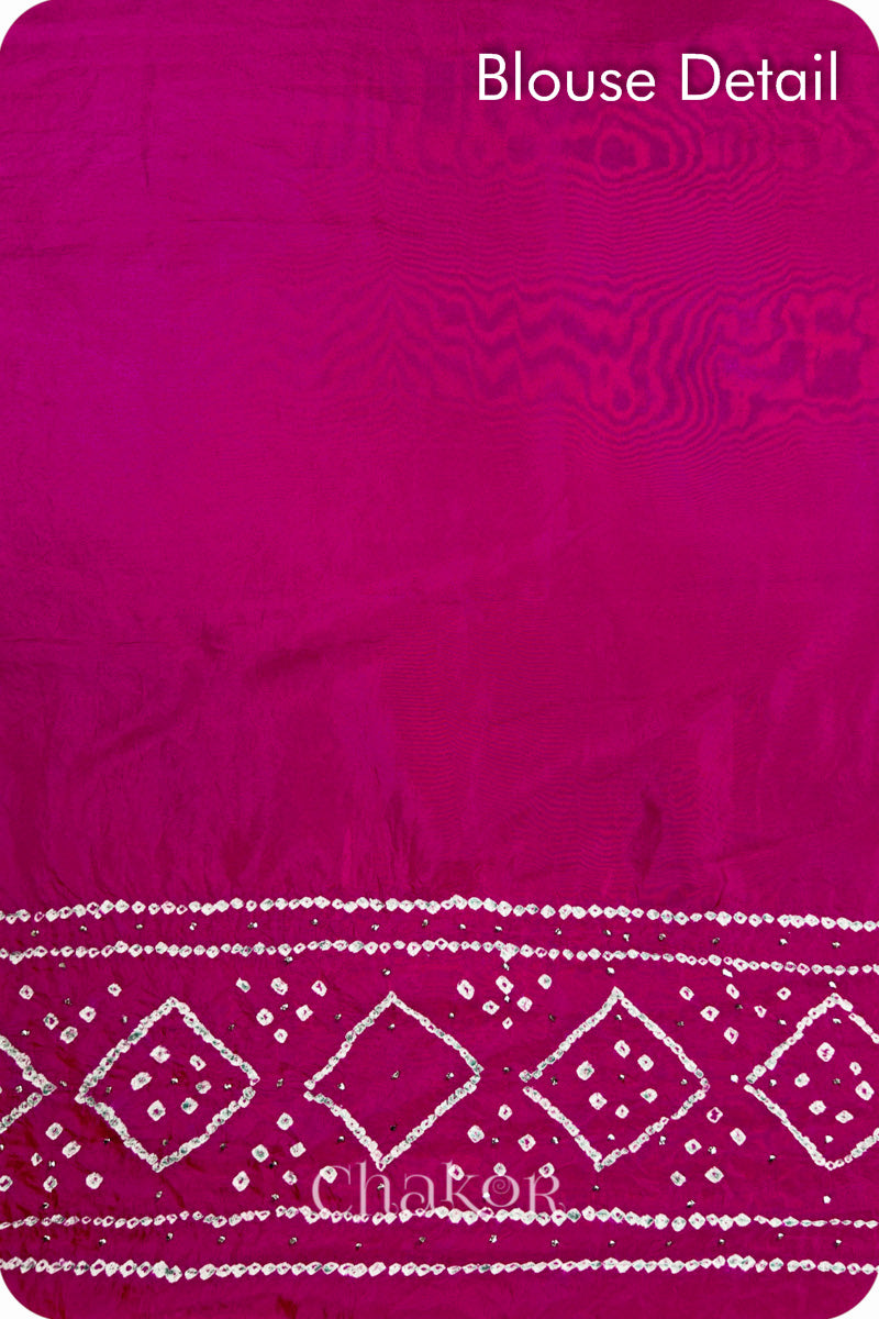 Pink Bandhani Mulberry Silk Saree