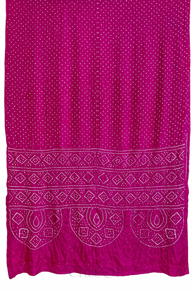 Pink Bandhani Mulberry Silk Saree