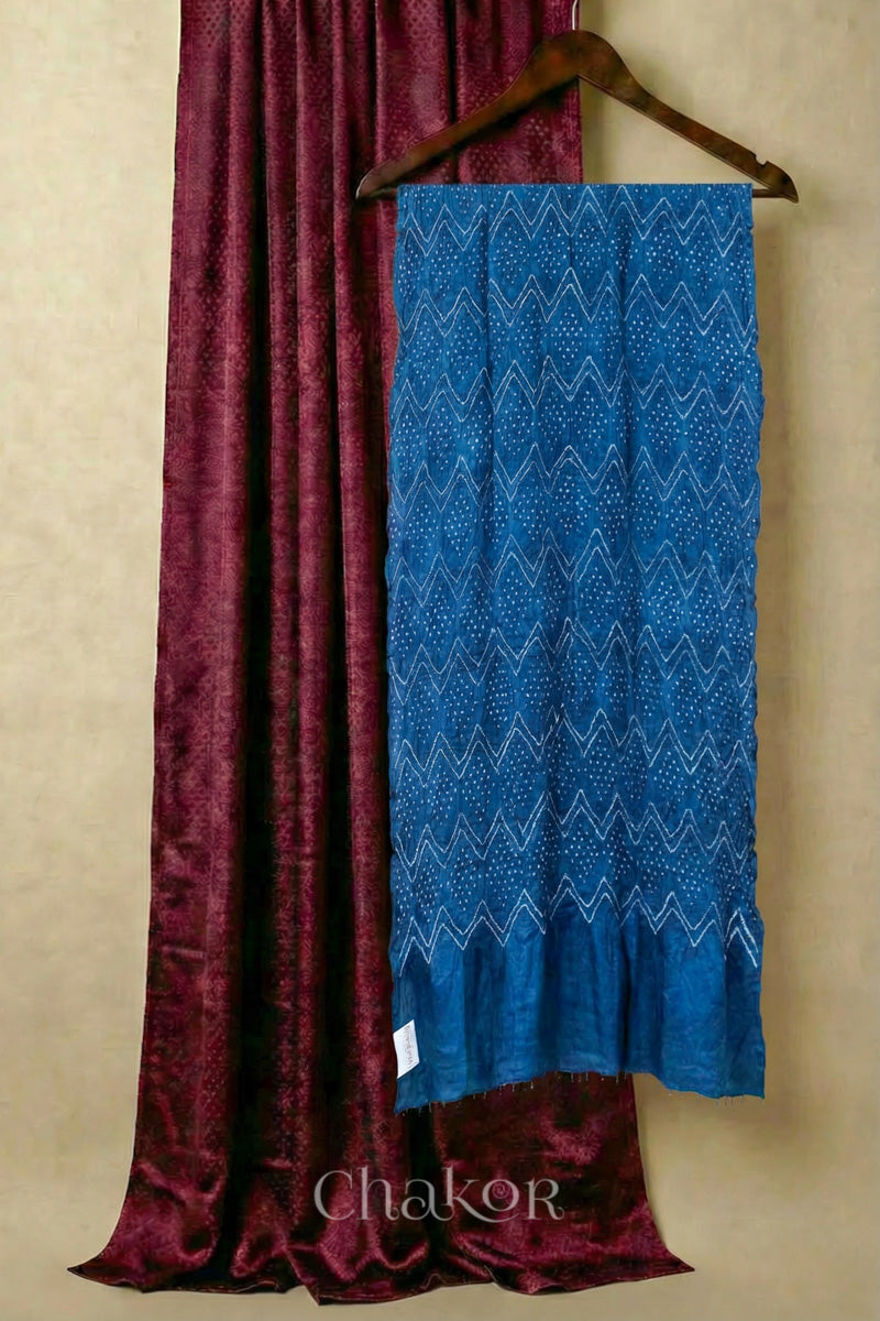 Maroon Mashru Kurta Set Fabric with Bandhani Silk Dupatta