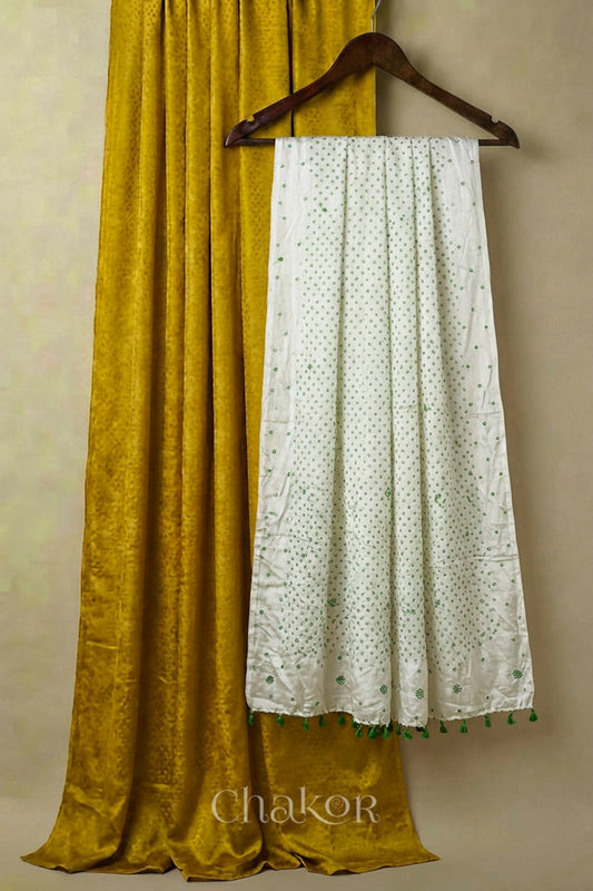 Mustard Mashru Kurta Set Fabric with Bandhani Silk Dupatta