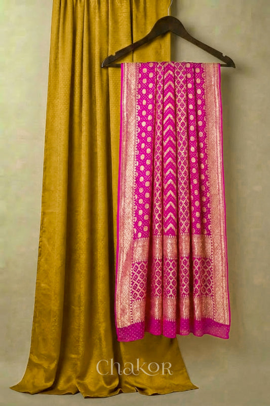 Mustard Mashru Kurta Set Fabric with Bandhani Silk Dupatta