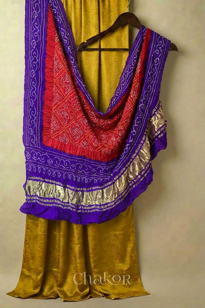 Mustard Mashru Kurta Set Fabric with Bandhani Silk Dupatta