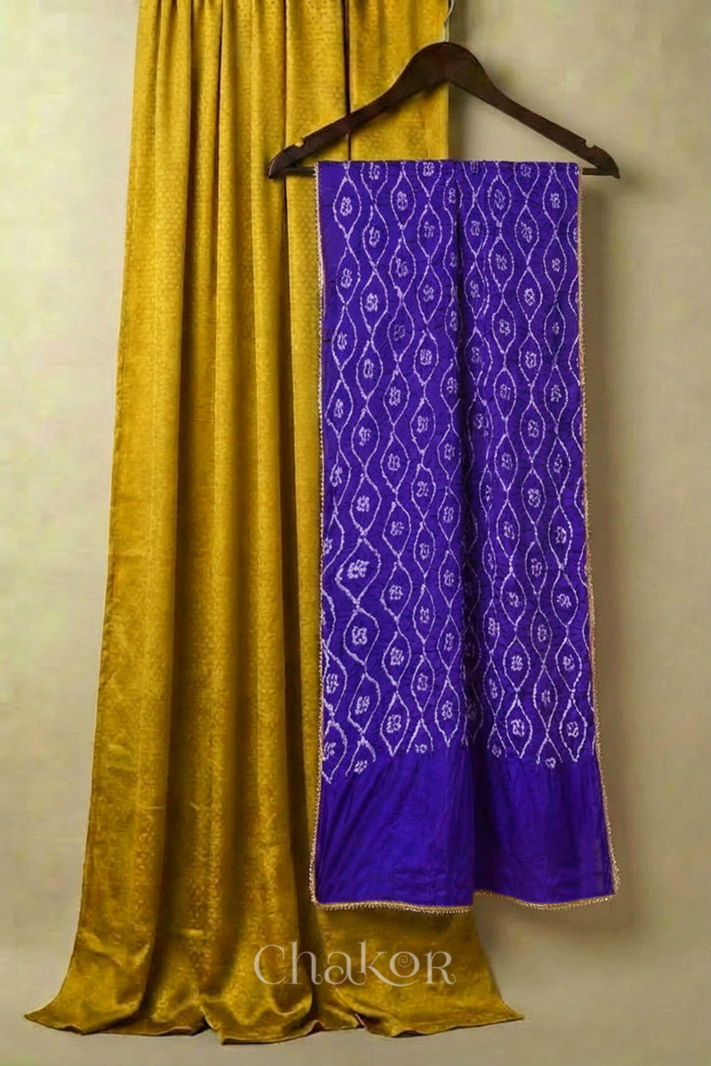 Mustard Mashru Kurta Set Fabric with Bandhani Silk Dupatta