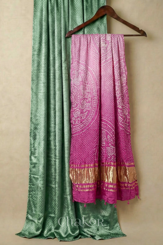 Pista Green Mashru Kurta Set Fabric with Bandhani Silk Dupatta