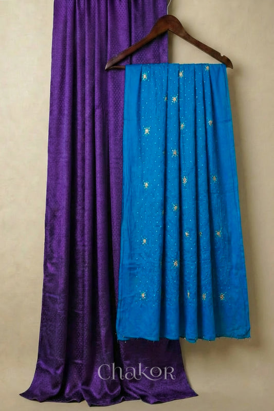 Purple Mashru Kurta Set Fabric with Bandhani Silk Dupatta