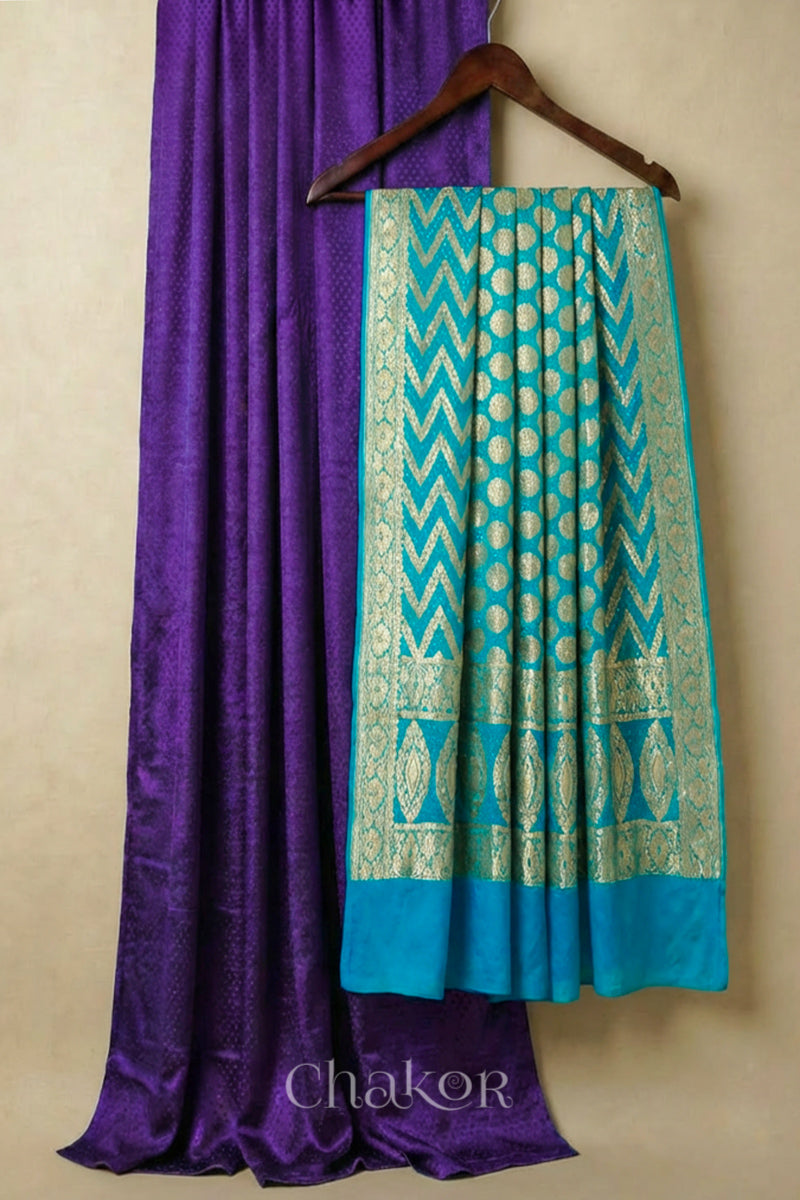 Purple Mashru Kurta Set Fabric with Bandhani Silk Dupatta