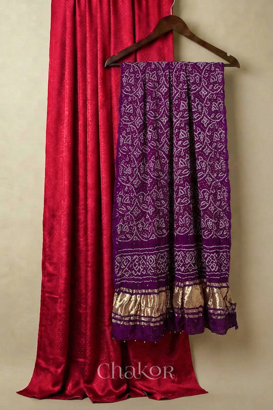 Red Mashru Kurta Set Fabric with Bandhani Silk Dupatta