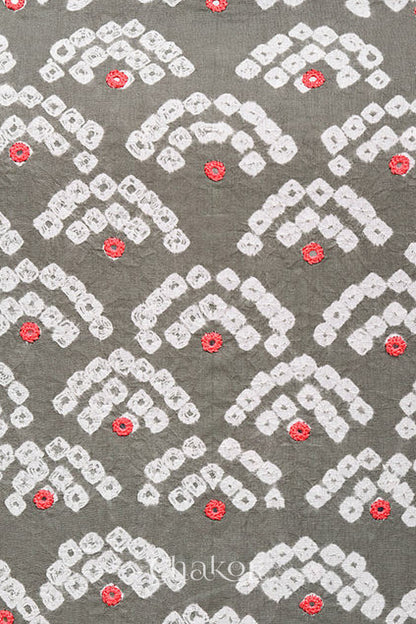 Grey Bandhani Cotton Kurta Fabric (Set of 2)