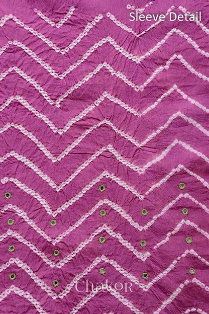 Chakor's Violet & Mehendi Green Bandhani Cotton embroidered Kurta Fabric With Dupatta. 