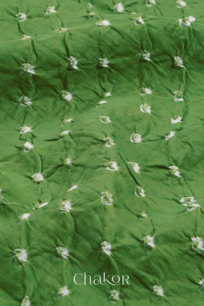 Chakor's Violet & Mehendi Green Bandhani Cotton embroidered Kurta Fabric With Dupatta. 