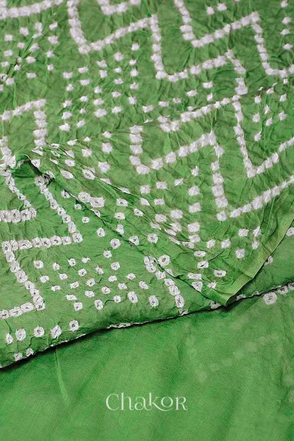Chakor's Violet & Mehendi Green Bandhani Cotton embroidered Kurta Fabric With Dupatta. 