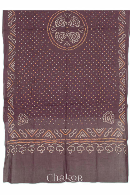 Chakor's Mehendi Green & Brown Bandhani Cotton embroidered Kurta Fabric With Dupatta. 