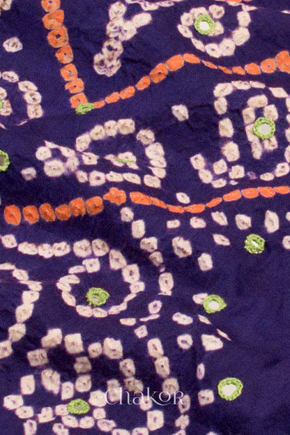 Chakor's Purple Mehendi Green Bandhani Cotton embroidered Kurta Fabric With Dupatta. 