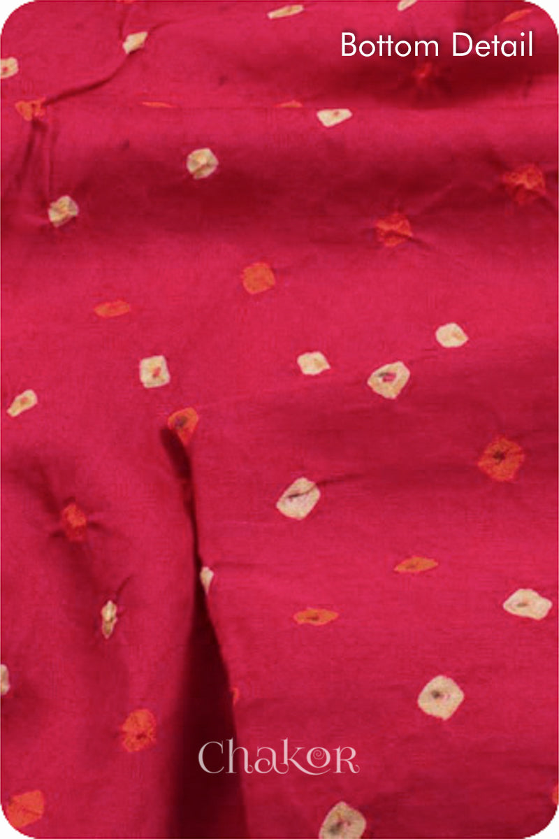 Chakor's Pink Indigo Bandhani Cotton embroidered Kurta Fabric With Dupatta. 