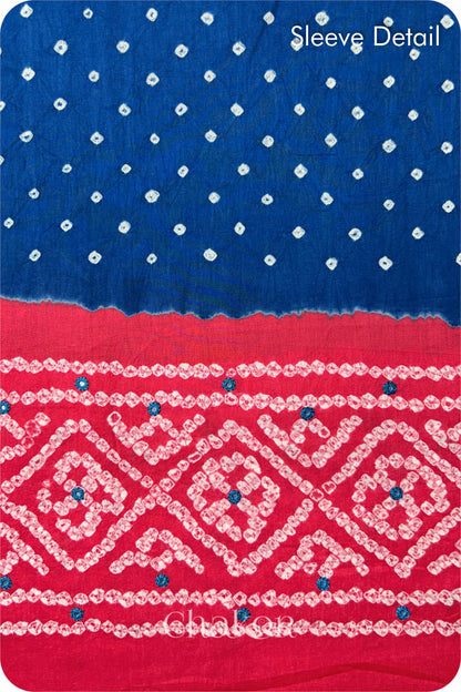 Indigo Strawberry Bandhani Cotton Kurta Set Fabric With Dupatta for Women's clothing online by Chakor.