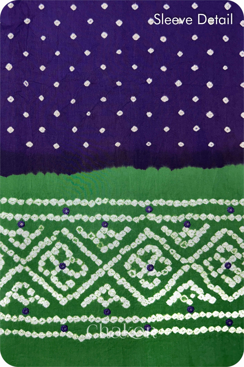 Purple GreenBandhani Cotton Kurta Set Fabric With Dupatta for Women's clothing online by Chakor.