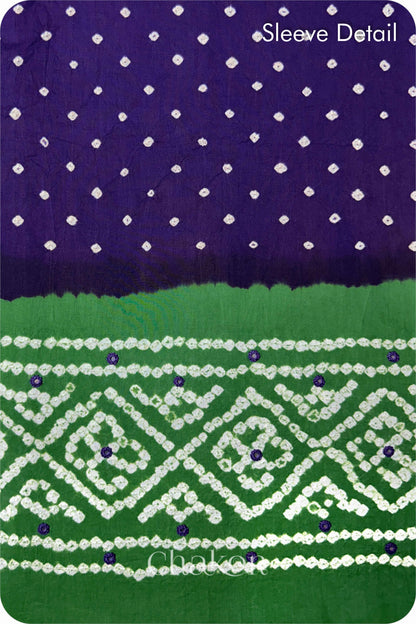 Purple GreenBandhani Cotton Kurta Set Fabric With Dupatta for Women's clothing online by Chakor.