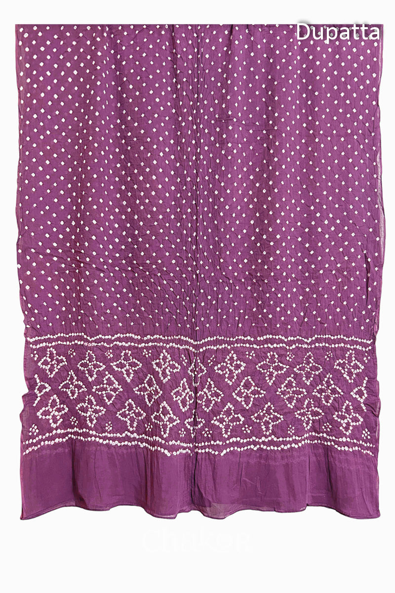 Lime Kutch Bandhani Cotton Unstitched Suit Set - 3 Piece | Mirror Work