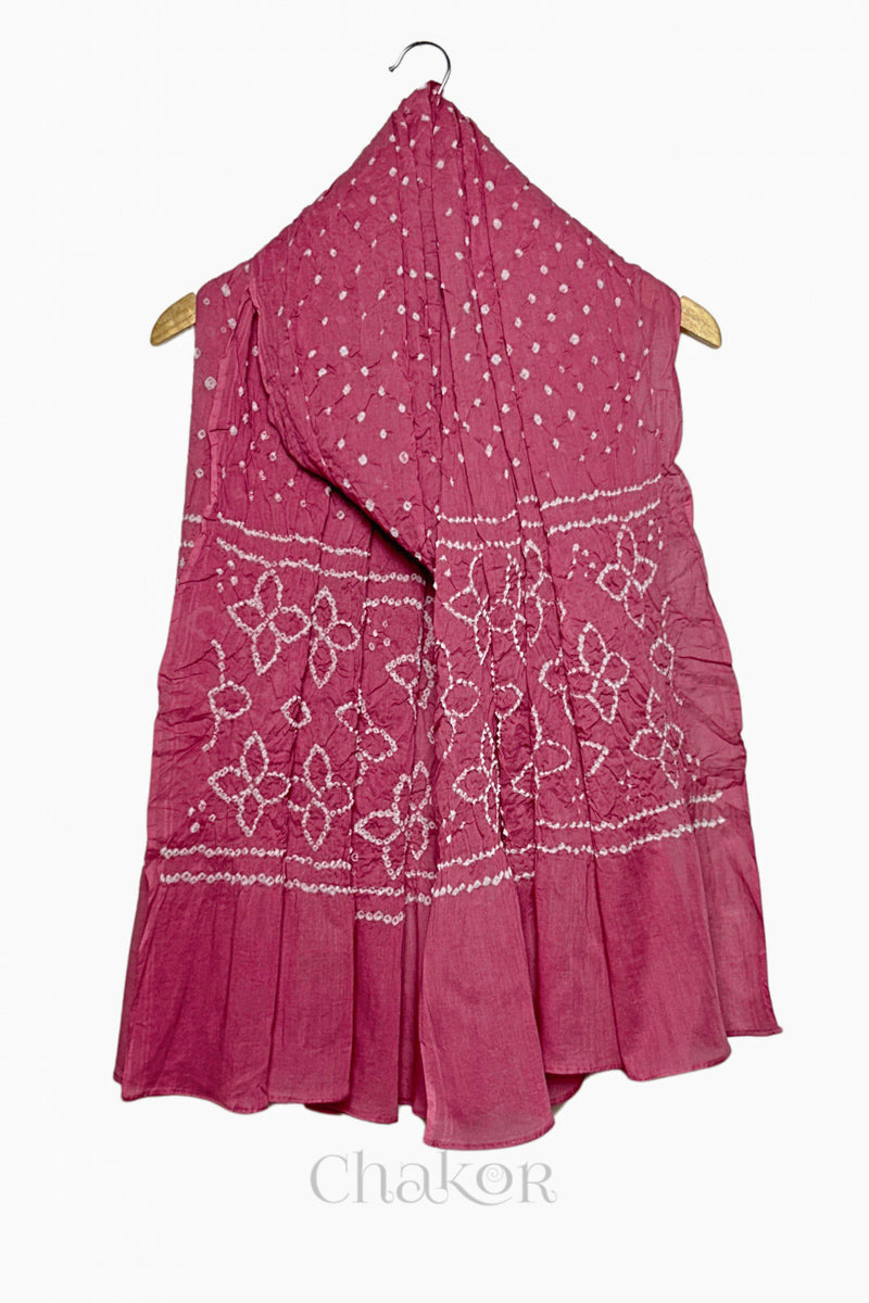 Cement Grey Kutch Bandhani Pure Cotton Unstitched Suit Set - 3 Piece | Mirror Work