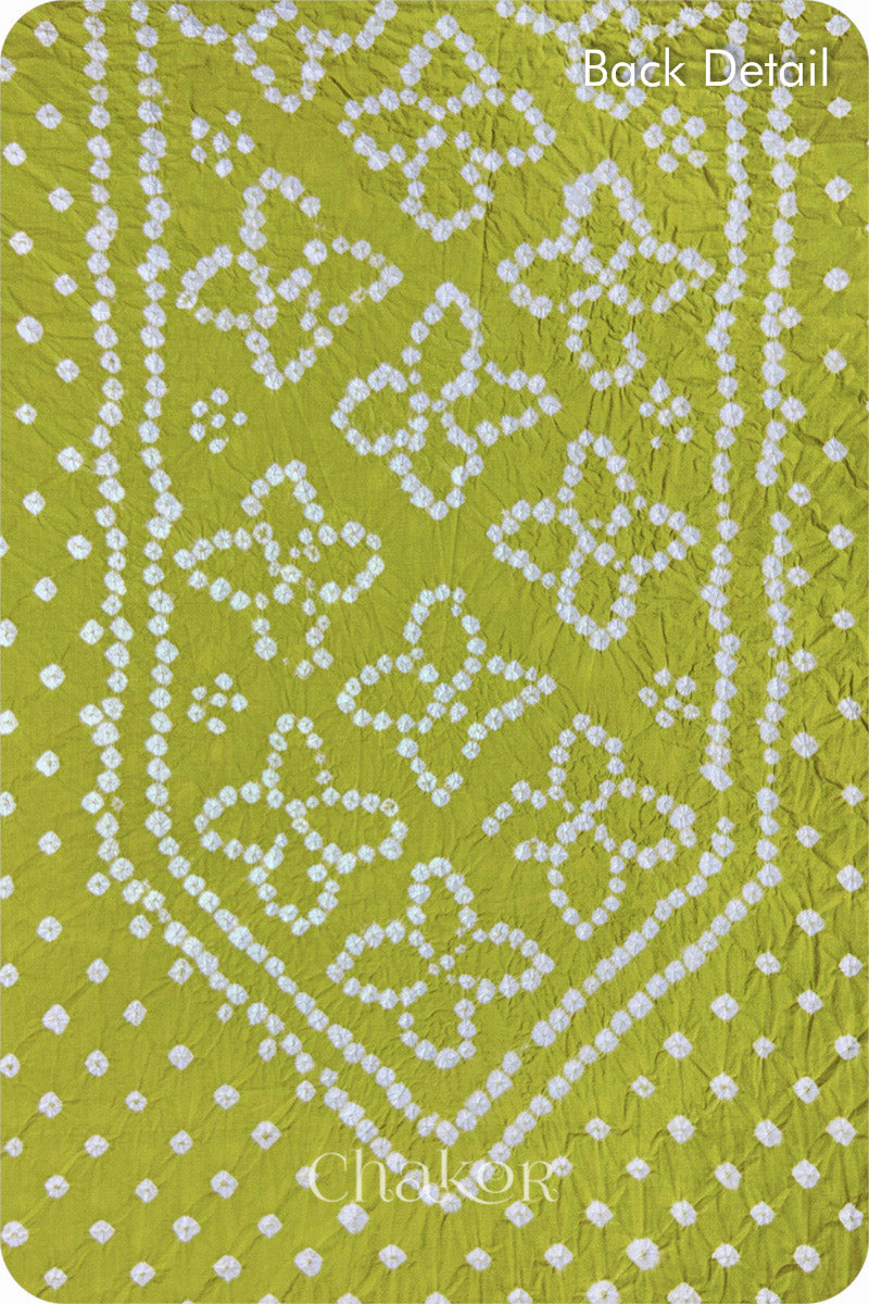 Lime Green Bandhani Cotton Kurta Set Fabric With Dupatta (Set of 3)