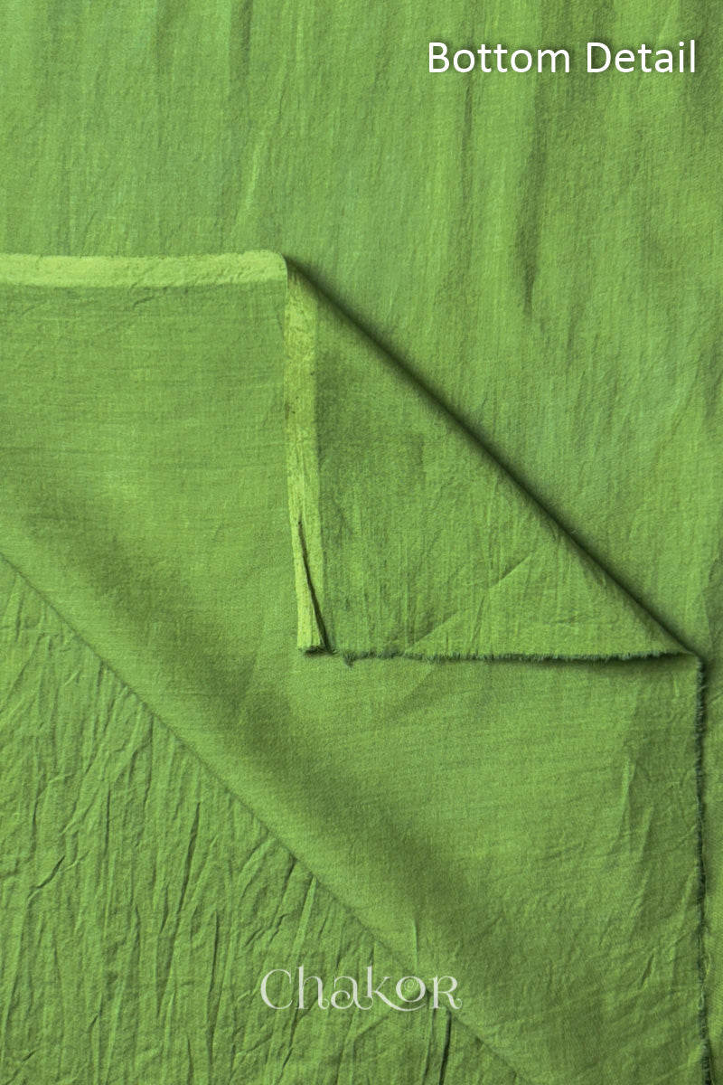 Olive Green Kutch Bandhani Pure Cotton Unstitched Suit Set - 3 Piece | Mirror Work