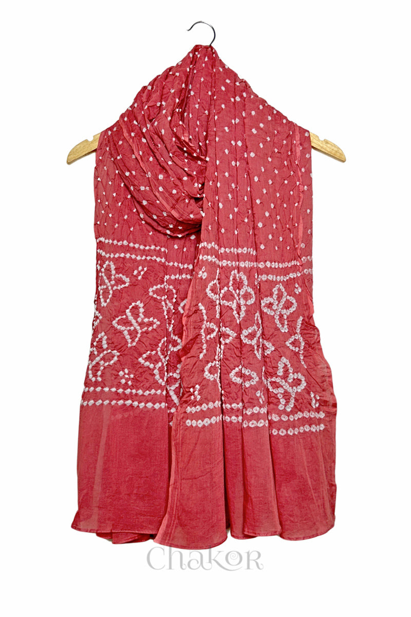 Olive Green Kutch Bandhani Pure Cotton Unstitched Suit Set - 3 Piece | Mirror Work