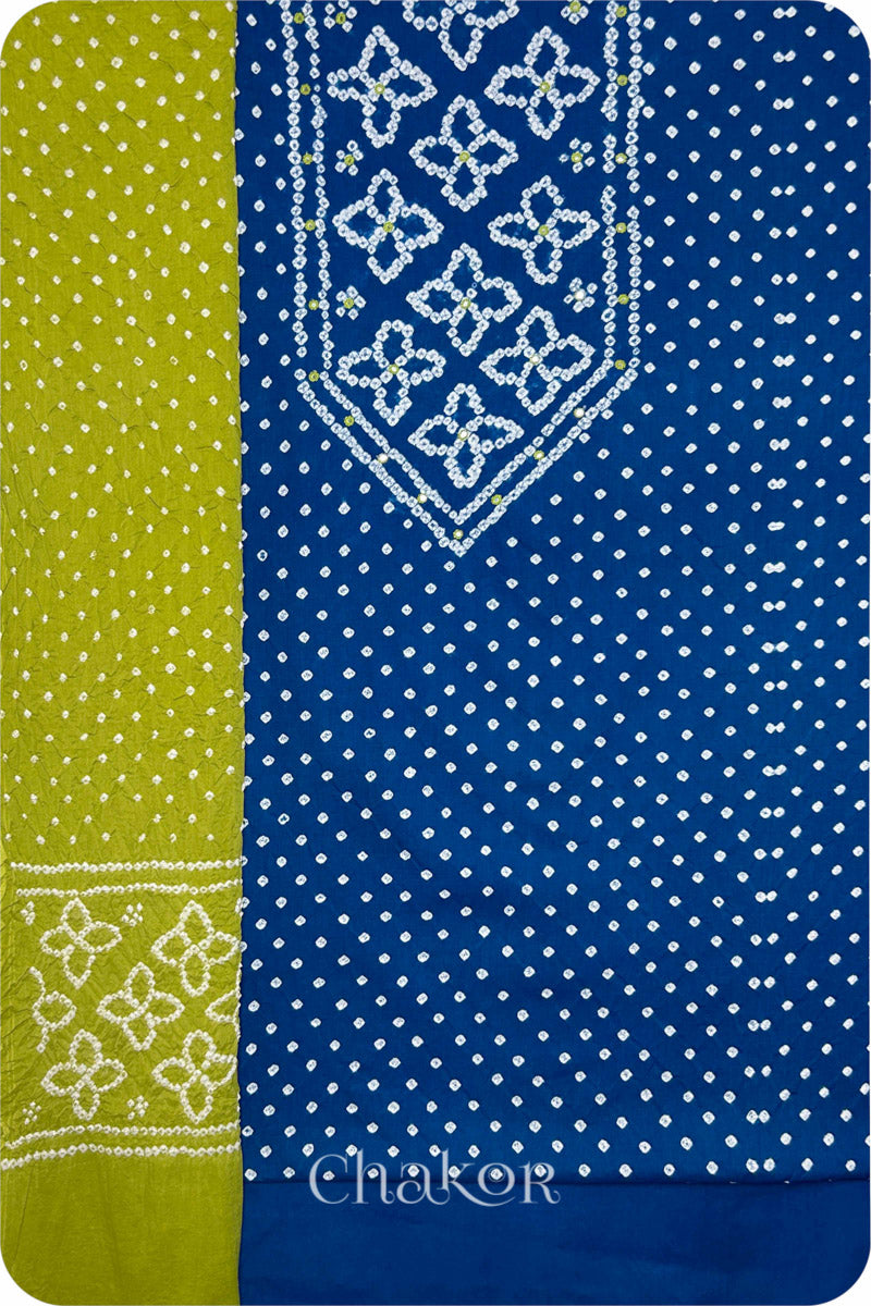 Indigo Bandhani Cotton Kurta Set Fabric With Dupatta (Set of 3)