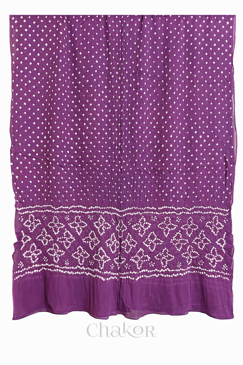 Navy Blue Kutch Bandhani Pure Cotton Unstitched Suit Set - 3 Piece | Mirror Work