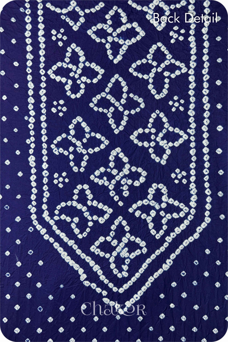 Navy Blue Bandhani Cotton Kurta Set Fabric With Dupatta (Set of 3)