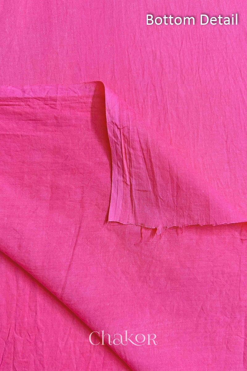 Pink Kutch Bandhani Pure Cotton Unstitched Suit Set - 3 Piece | Mirror Work