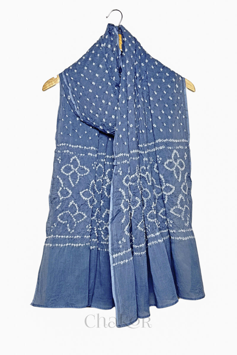 Pink Kutch Bandhani Pure Cotton Unstitched Suit Set - 3 Piece | Mirror Work
