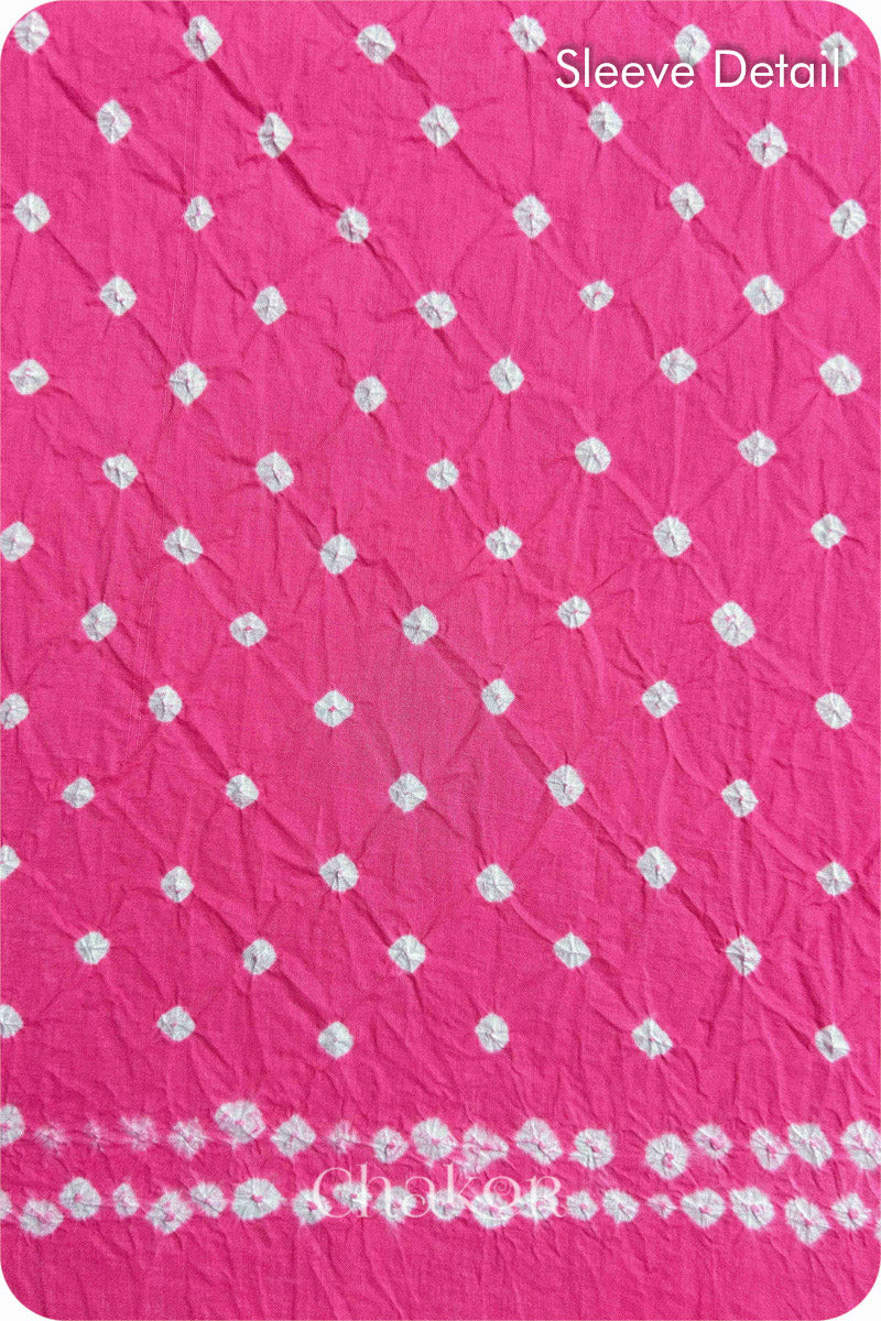 Pink Bandhani Cotton Kurta Set Fabric With Dupatta (Set of 3)