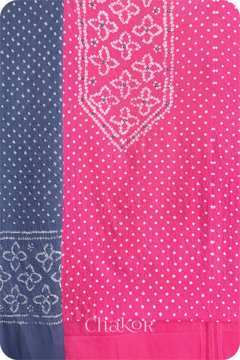 Pink Bandhani Cotton Kurta Set Fabric With Dupatta (Set of 3)