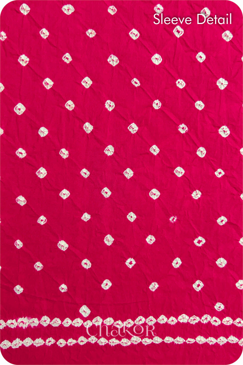 Strawberry Pink Bandhani Cotton Kurta Set Fabric With Dupatta (Set of 3)