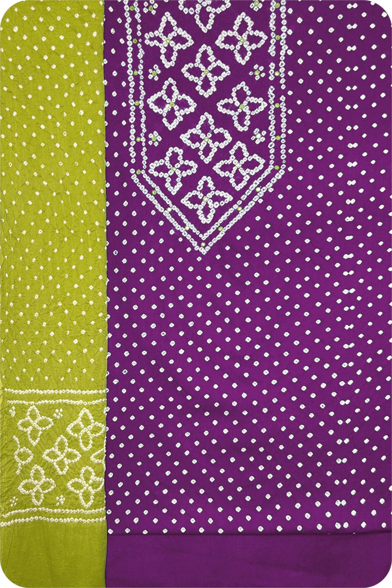 Violet Bandhani Cotton Kurta Set Fabric With Dupatta (Set of 3)