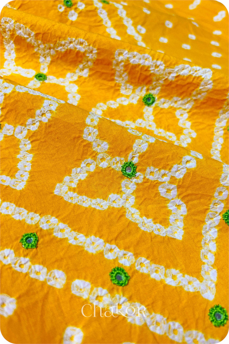 Yellow Bandhani Cotton Kurta Set Fabric With Dupatta (Set of 3)