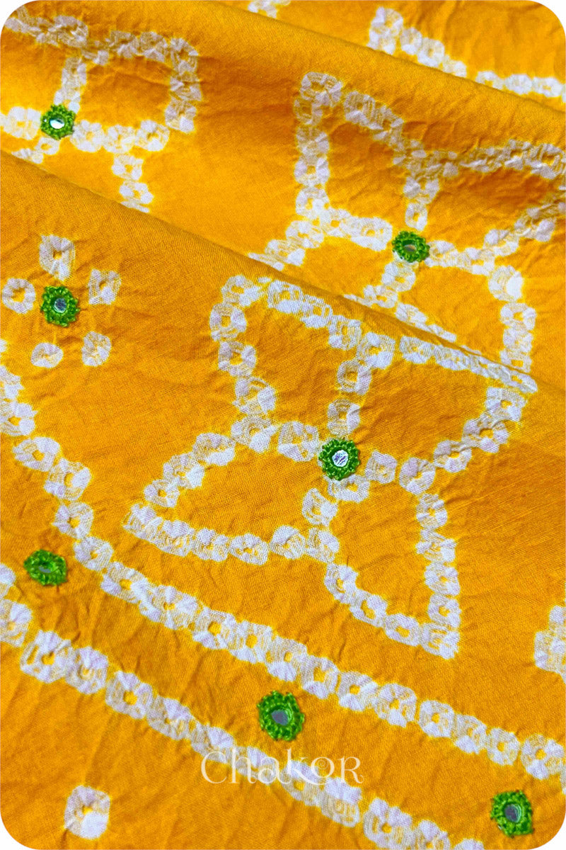 Yellow Bandhani Cotton Kurta Set Fabric With Dupatta (Set of 3)