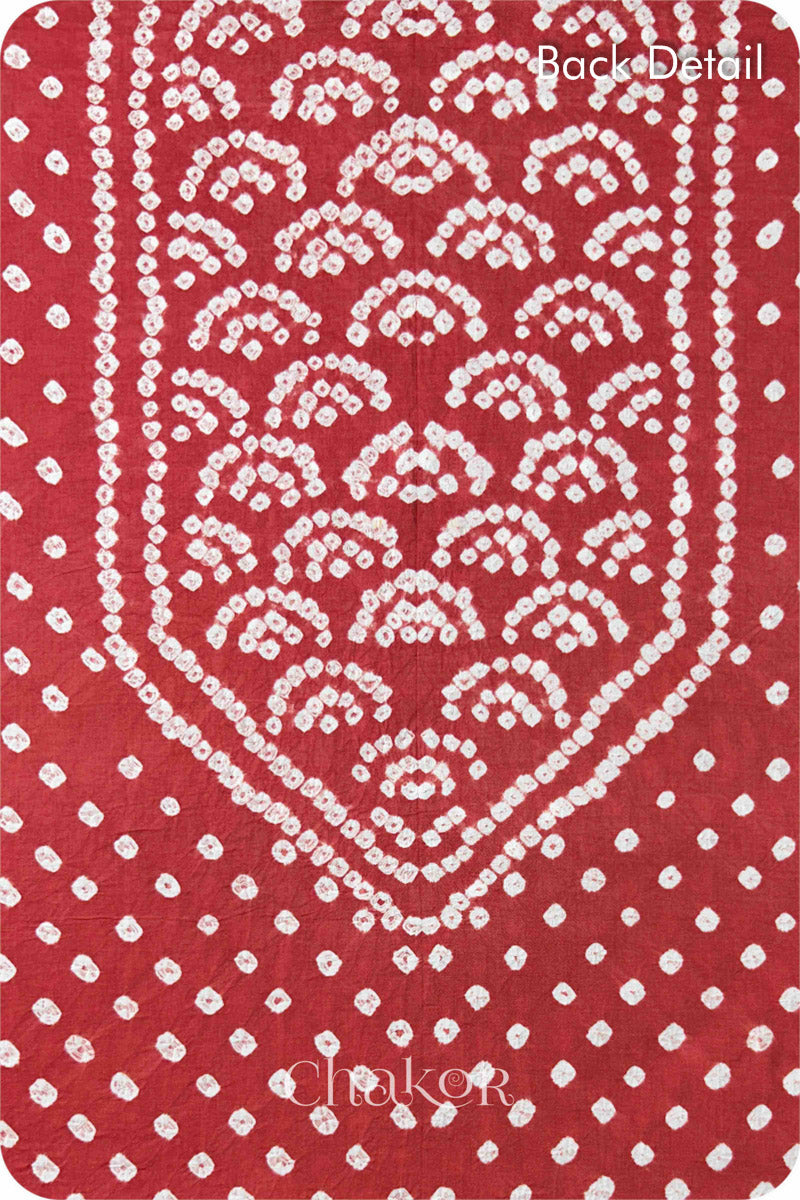 Dusty Red Bandhani Cotton Kurta Set Fabric With Dupatta for Women's clothing online by Chakor.