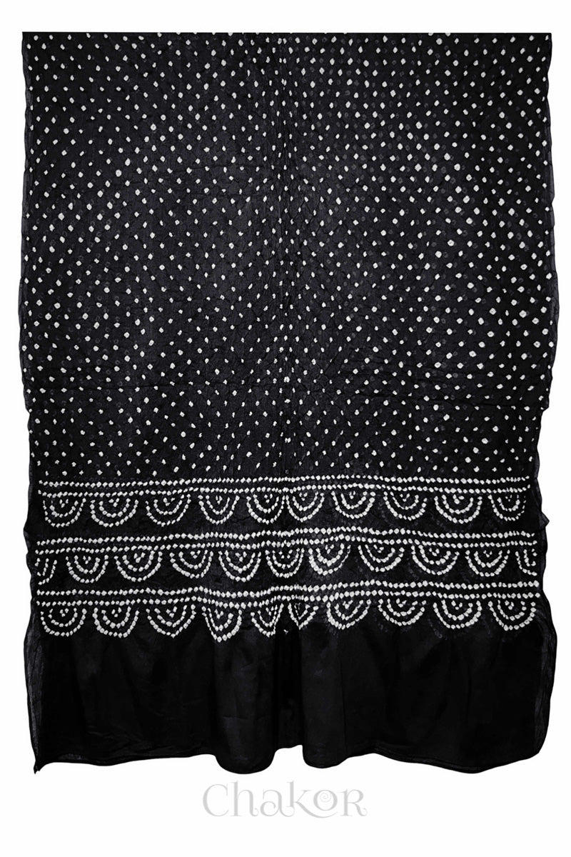 Black Bandhani Cotton Kurta Set Fabric With Dupatta (Set of 3)